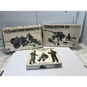 Tamiya 3.7cm Anti tank gun pack lot & military minitures